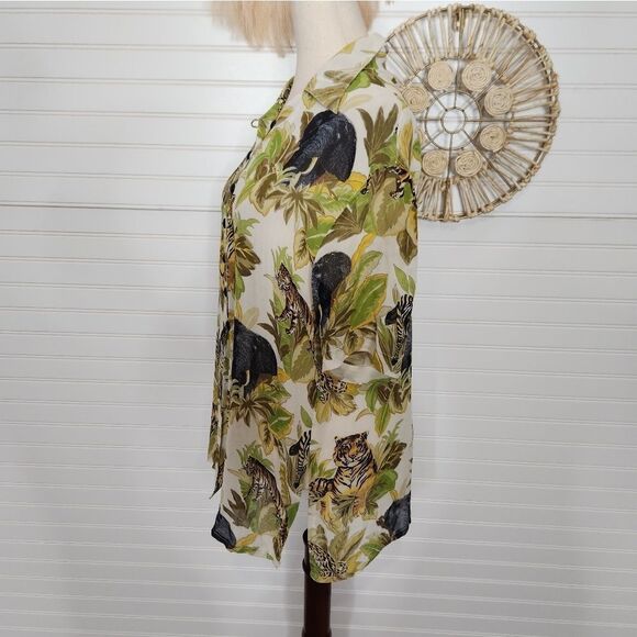 RJ Collection 100% Silk Safari Shirt Small - Picture 5 of 10